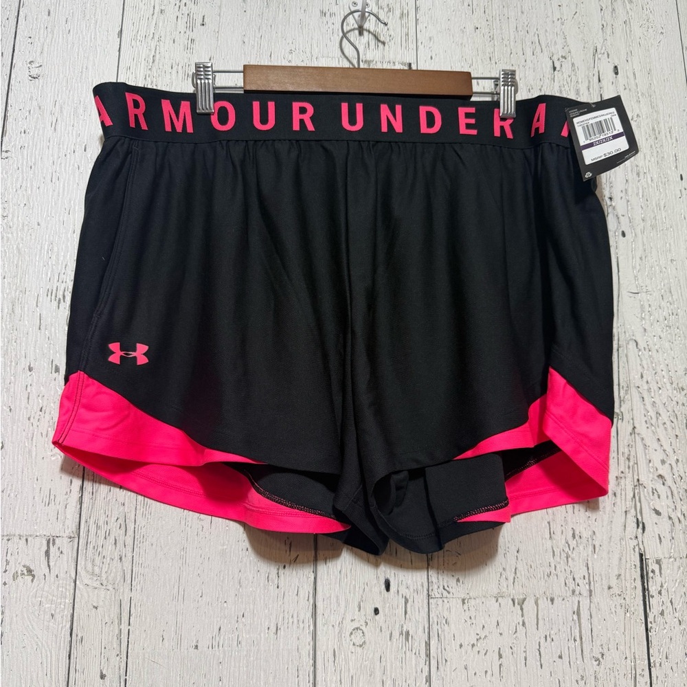 Under Armour Women's Athletic Shorts Black with Pink Trim